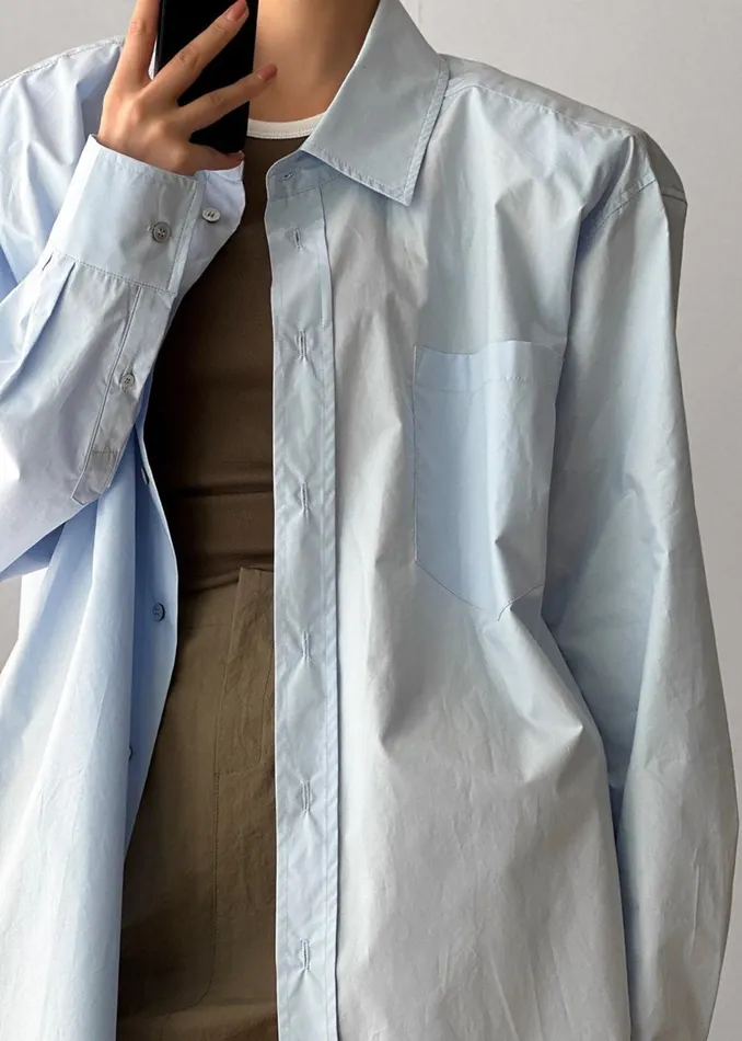 Women The Frankie Shop Tops Panama Oversized Shirt Light Blue