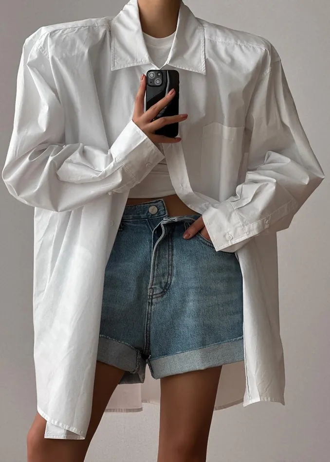 Women The Frankie Shop Tops Panama Oversized Shirt White