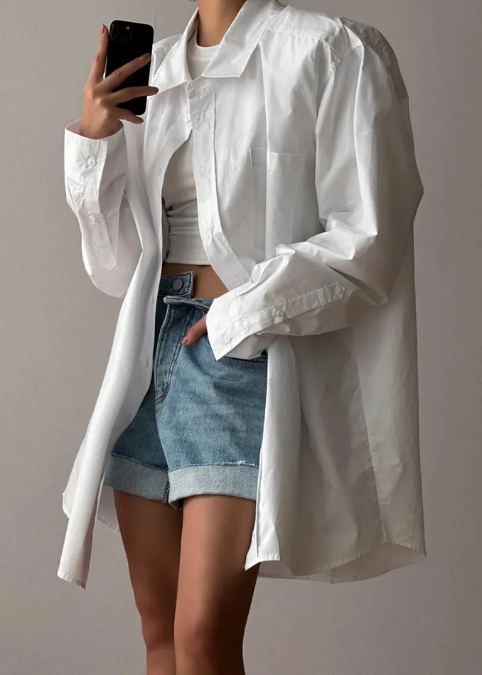 Women The Frankie Shop Tops Panama Oversized Shirt White