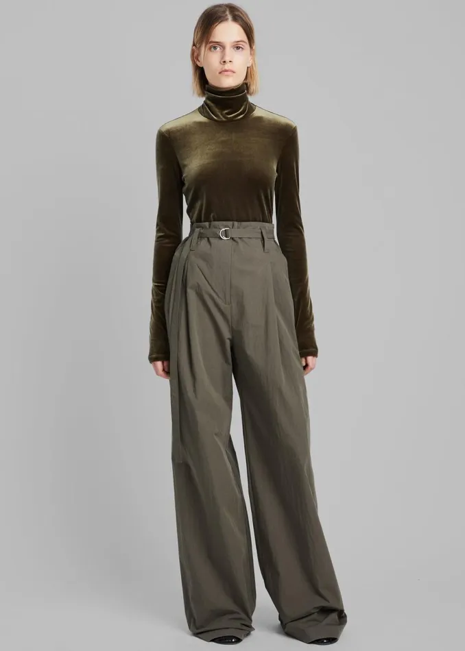 Women The Frankie Shop Tops Proenza Schouler White Label Stretch Velvet Turtleneck Top Military