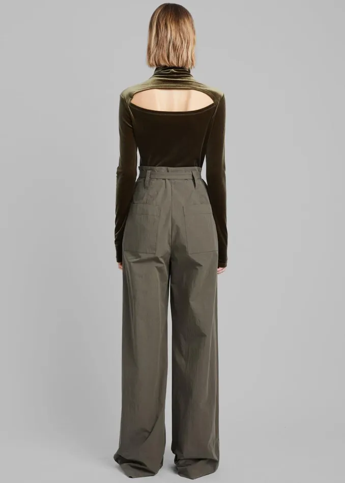 Women The Frankie Shop Tops Proenza Schouler White Label Stretch Velvet Turtleneck Top Military