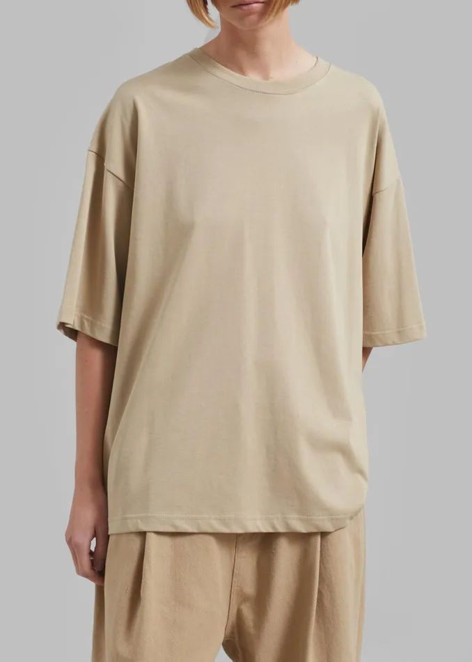 Women The Frankie Shop Tops Quinn Cotton TShirt Beige