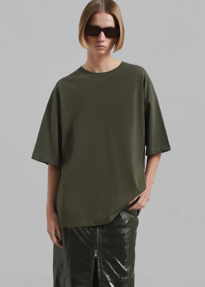 Women The Frankie Shop Tops Quinn Cotton TShirt Olive
