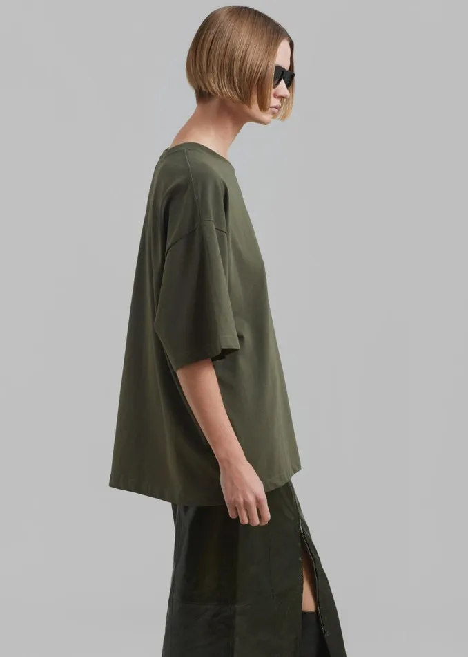 Women The Frankie Shop Tops Quinn Cotton TShirt Olive