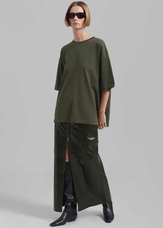 Women The Frankie Shop Tops Quinn Cotton TShirt Olive