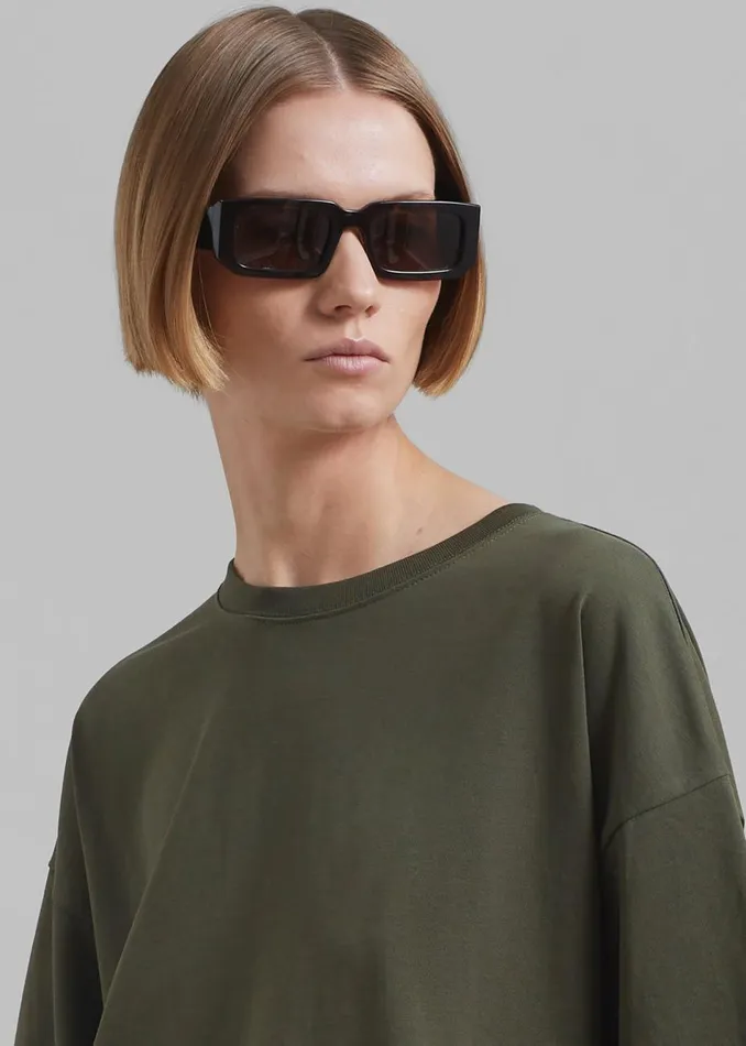 Women The Frankie Shop Tops Quinn Cotton TShirt Olive