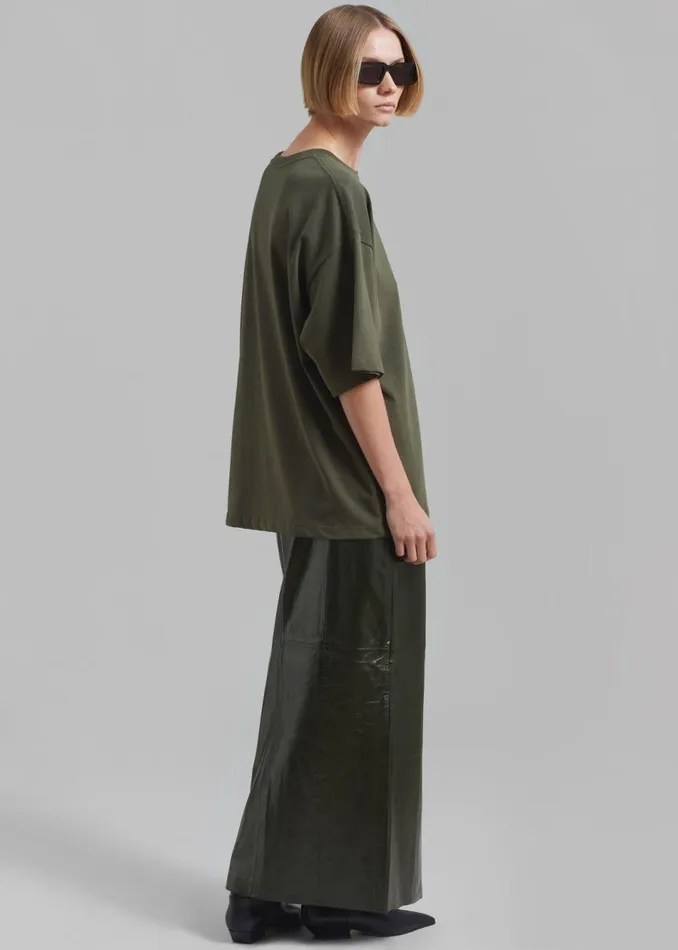 Women The Frankie Shop Tops Quinn Cotton TShirt Olive