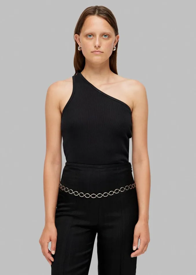 Women The Frankie Shop Tops Rhe Asymmetric Rib Top Noir