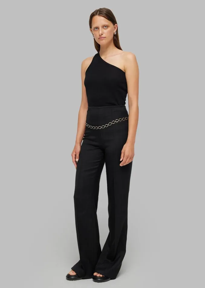 Women The Frankie Shop Tops Rhe Asymmetric Rib Top Noir