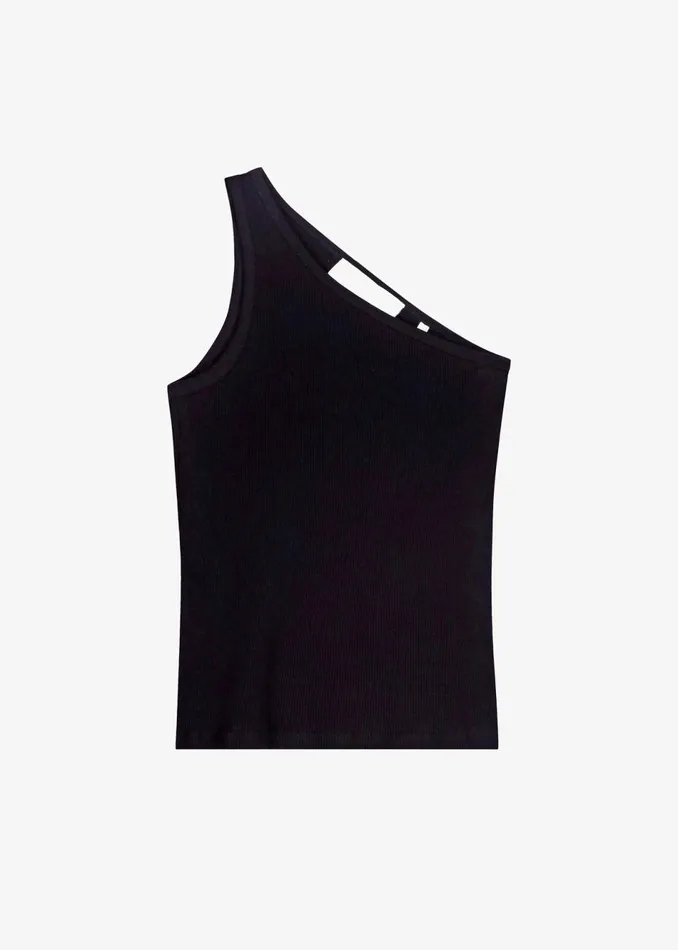 Women The Frankie Shop Tops Rhe Asymmetric Rib Top Noir