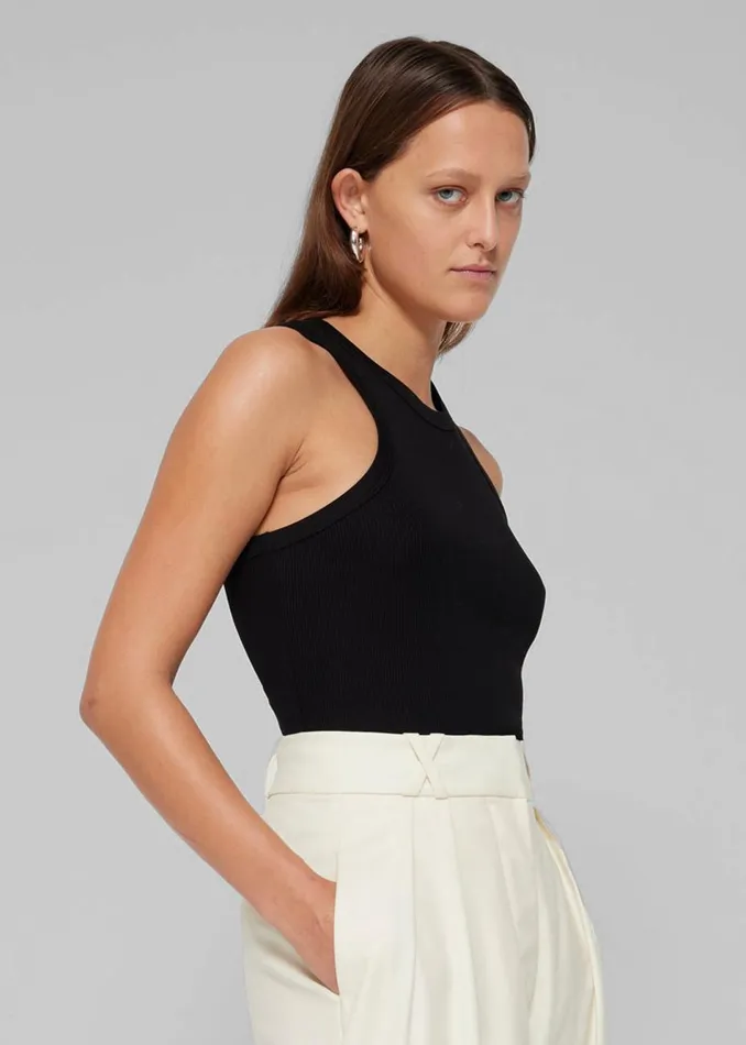 Women The Frankie Shop Tops Rhe Cotton Rib Tank Top Noir