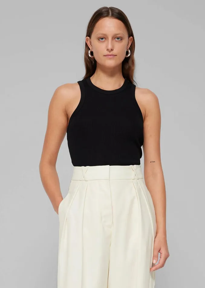 Women The Frankie Shop Tops Rhe Cotton Rib Tank Top Noir