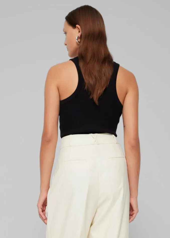 Women The Frankie Shop Tops Rhe Cotton Rib Tank Top Noir
