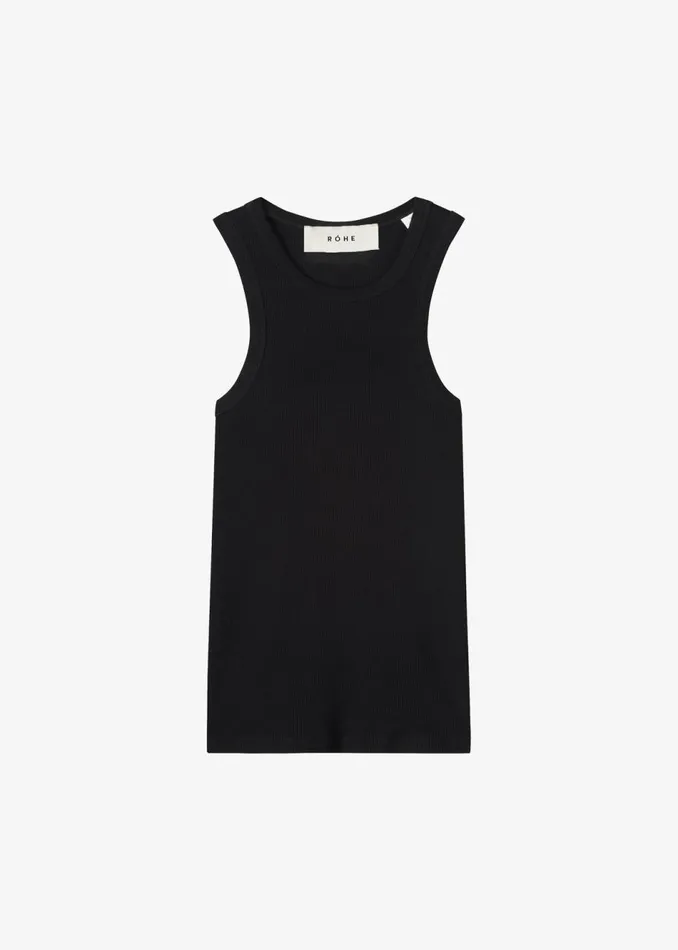 Women The Frankie Shop Tops Rhe Cotton Rib Tank Top Noir