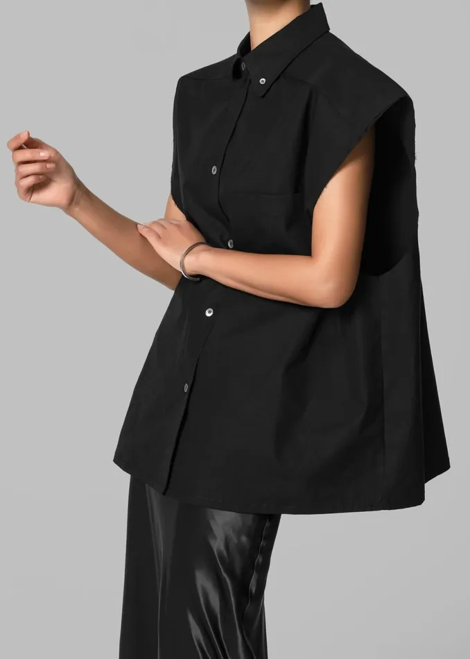 Women The Frankie Shop Tops Rae Sleeveless Button Down Shirt Black