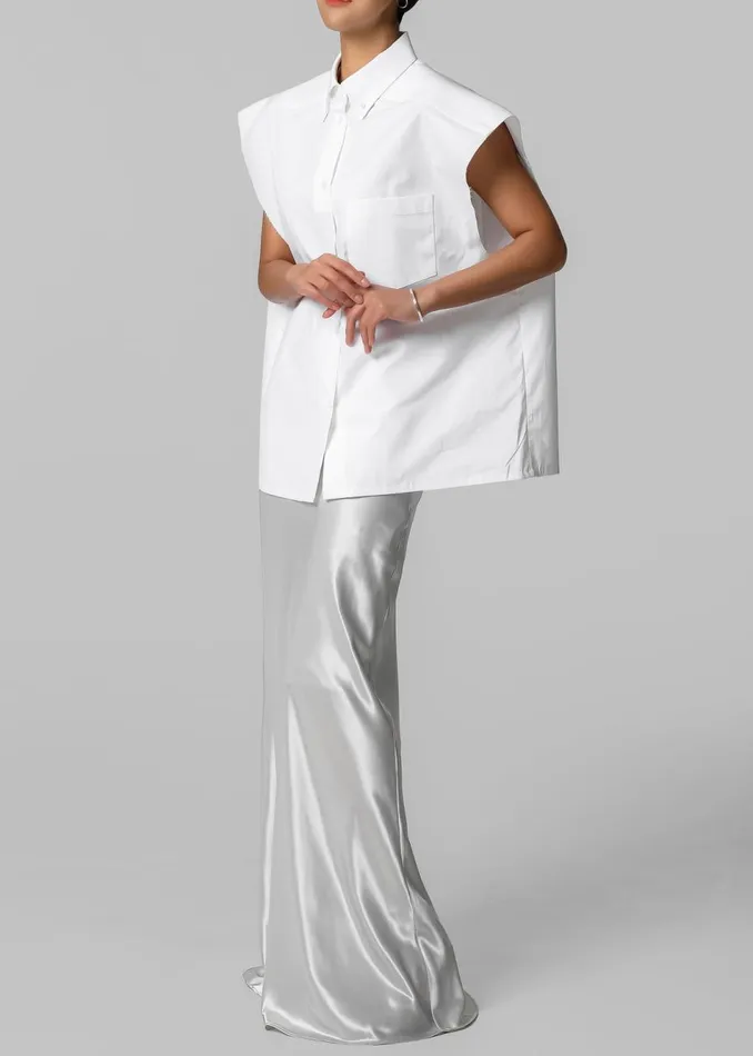 Women The Frankie Shop Tops Rae Sleeveless Button Down Shirt White