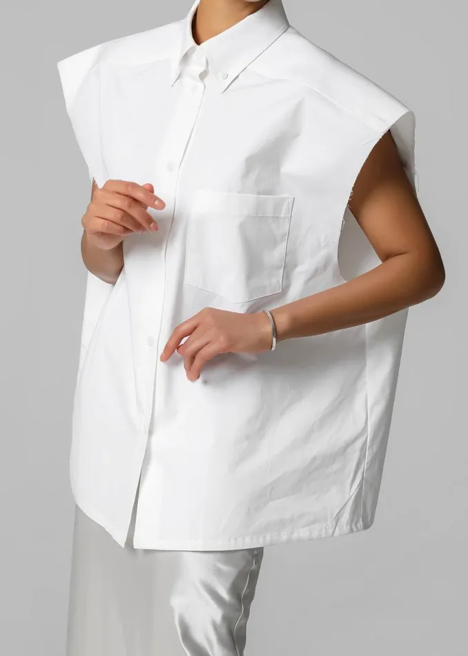Women The Frankie Shop Tops Rae Sleeveless Button Down Shirt White