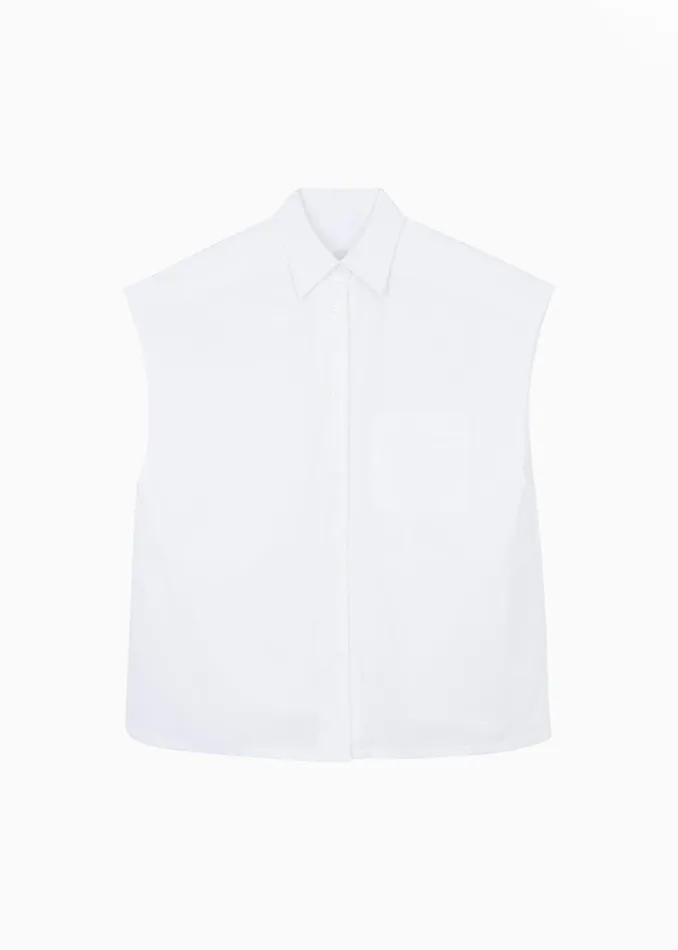Women The Frankie Shop Tops Rae Sleeveless Button Down Shirt White