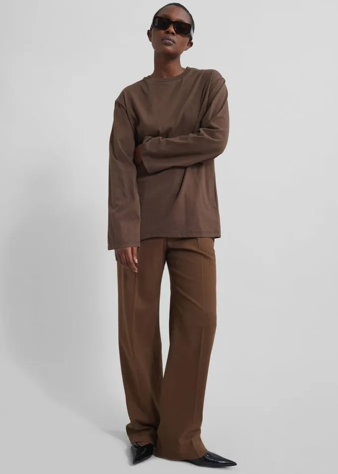 Women The Frankie Shop Tops Rainey Long Sleeve Tee Brown