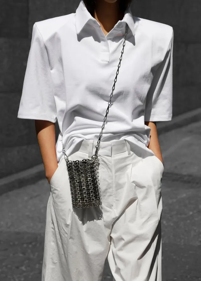 Women The Frankie Shop Tops Rane Padded Shoulder Polo White