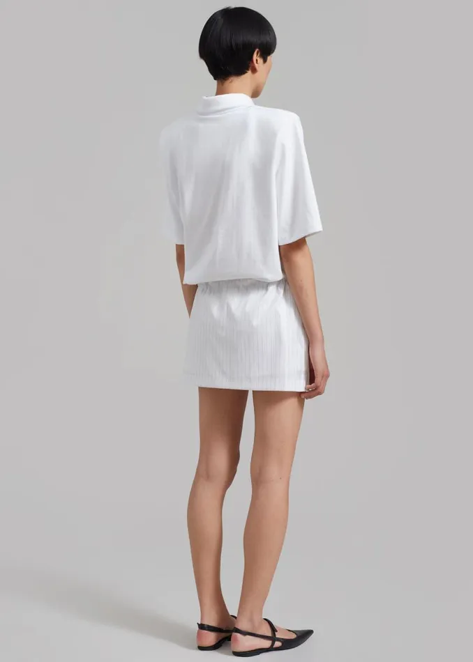 Women The Frankie Shop Tops Rane Padded Shoulder Polo White