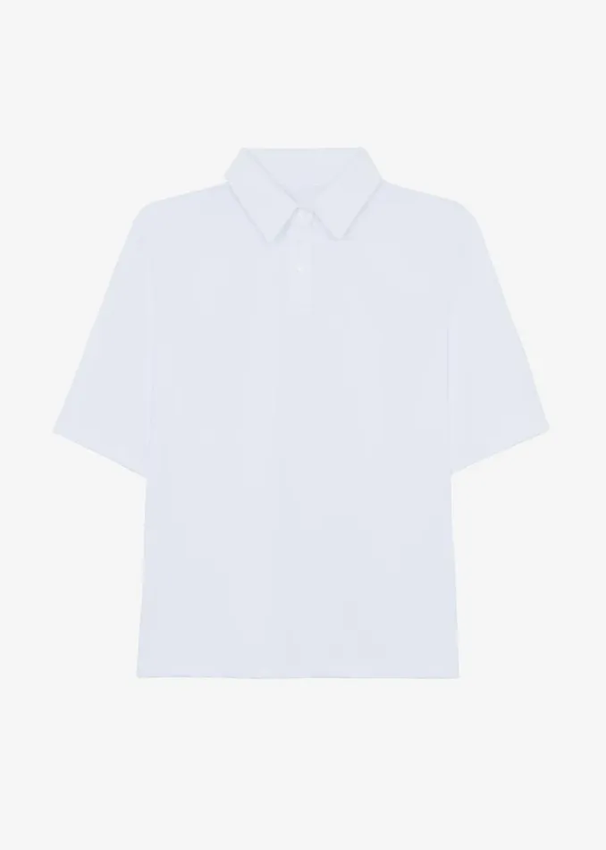 Women The Frankie Shop Tops Rane Padded Shoulder Polo White