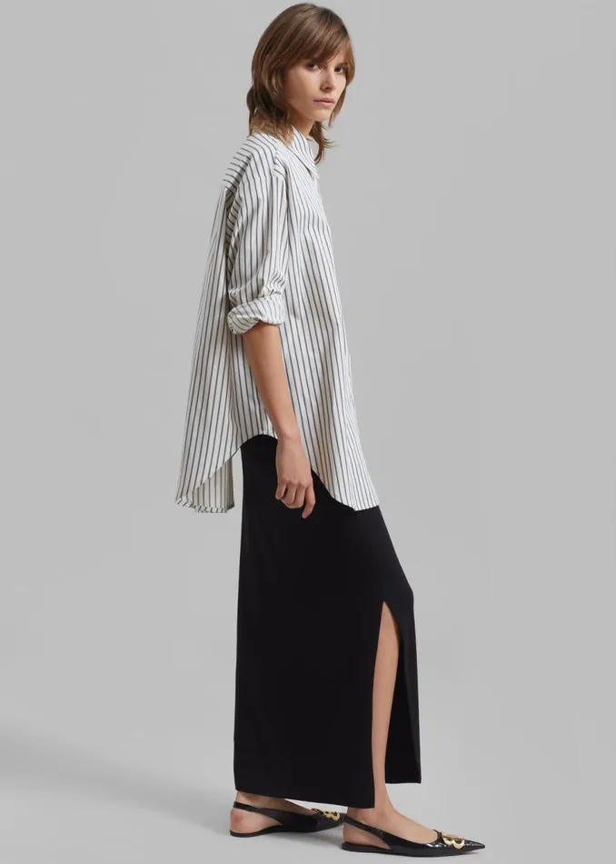 Women The Frankie Shop Tops Rine Pocket Shirt Whiteblack Stripe