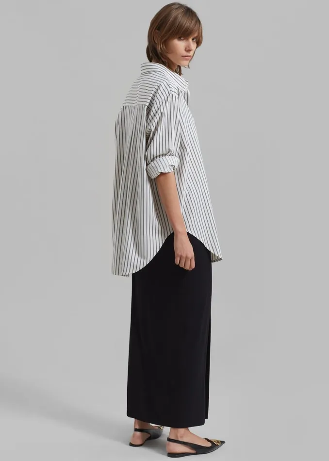 Women The Frankie Shop Tops Rine Pocket Shirt Whiteblack Stripe