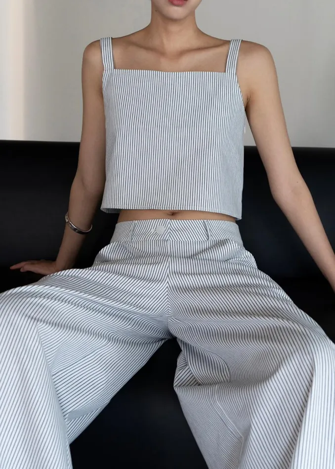 Women The Frankie Shop Tops Rosalind Cropped Tank Blue Stripe