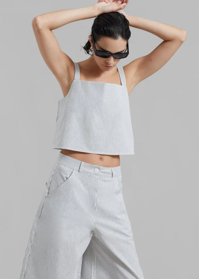 Women The Frankie Shop Tops Rosalind Cropped Tank Blue Stripe