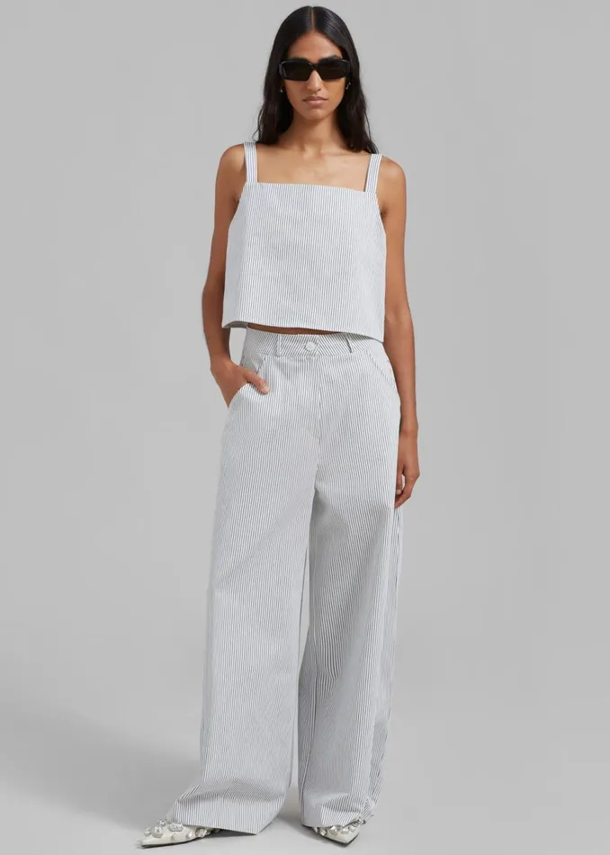 Women The Frankie Shop Tops Rosalind Cropped Tank Blue Stripe
