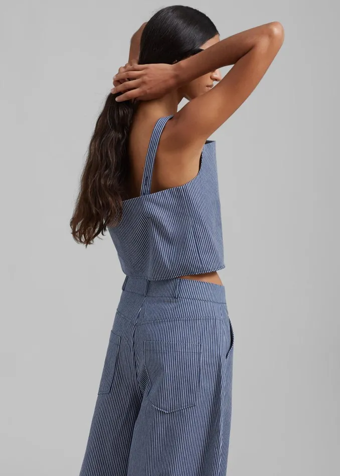 Women The Frankie Shop Tops Rosalind Cropped Tank White Stripe