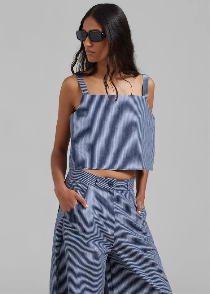 Women The Frankie Shop Tops Rosalind Cropped Tank White Stripe