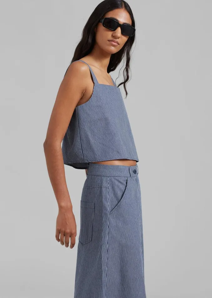 Women The Frankie Shop Tops Rosalind Cropped Tank White Stripe