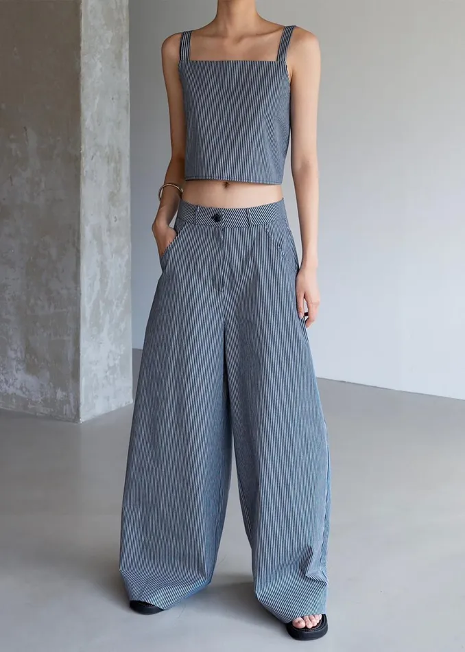 Women The Frankie Shop Tops Rosalind Cropped Tank White Stripe