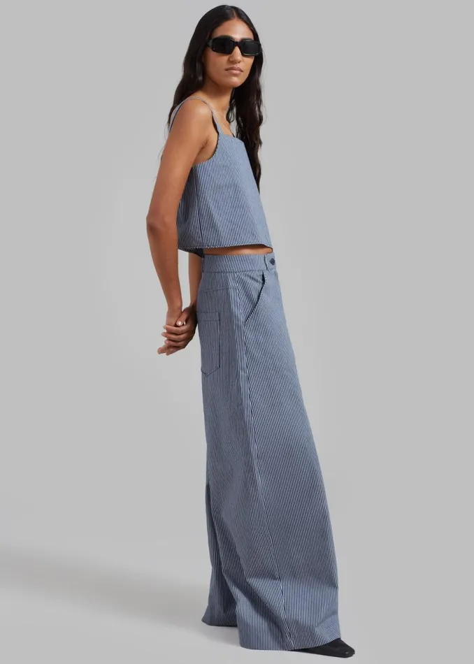 Women The Frankie Shop Tops Rosalind Cropped Tank White Stripe