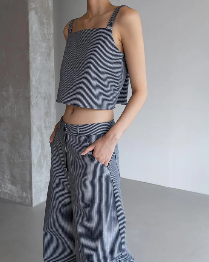 Women The Frankie Shop Tops Rosalind Cropped Tank White Stripe