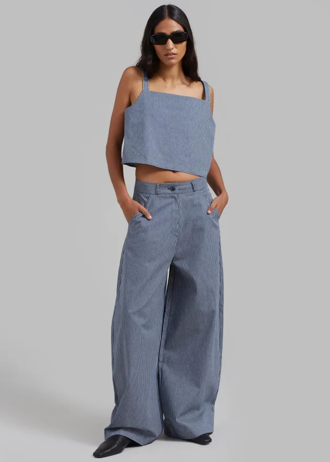 Women The Frankie Shop Tops Rosalind Cropped Tank White Stripe