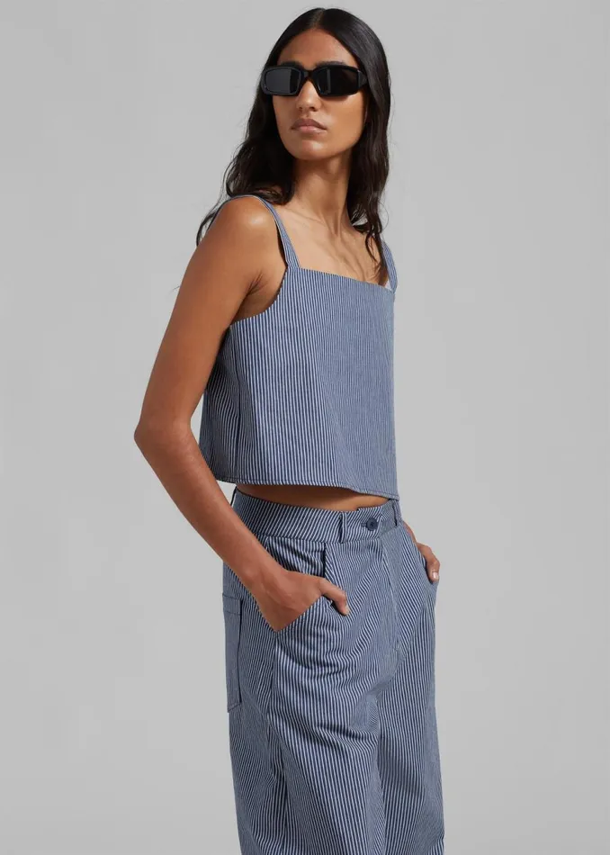 Women The Frankie Shop Tops Rosalind Cropped Tank White Stripe