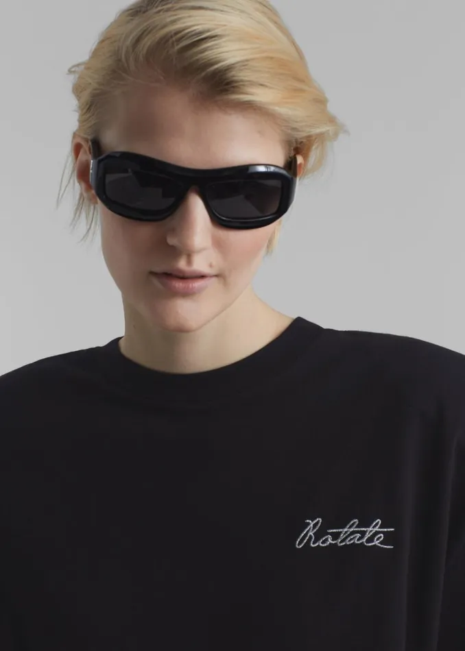 Women The Frankie Shop Tops Rotate Oversized Logo TShirt Black
