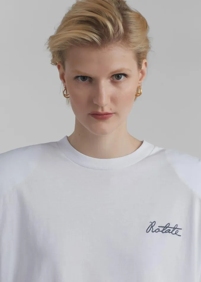 Women The Frankie Shop Tops Rotate Oversized Logo TShirt Bright White
