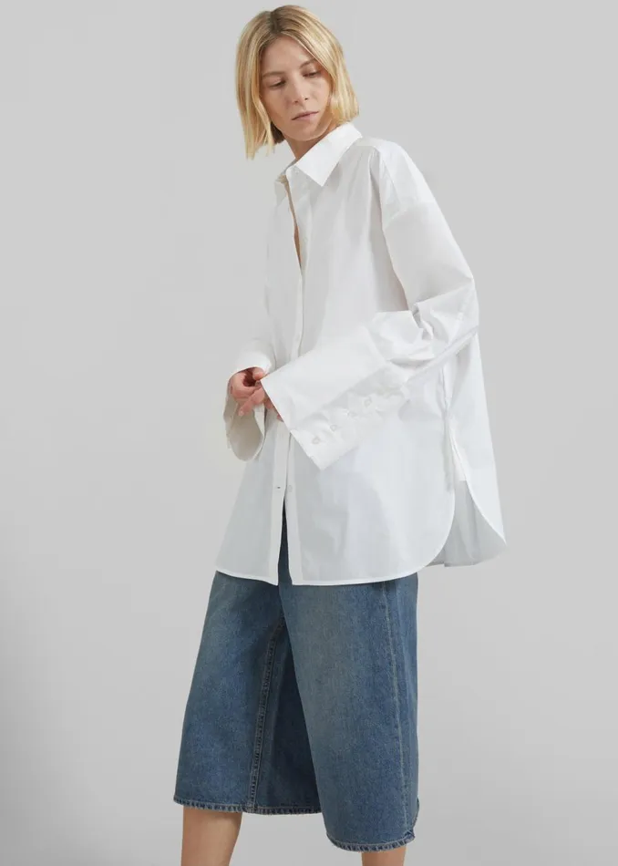 Women The Frankie Shop Tops Rotate Oversized Men039s Shirt Bright White