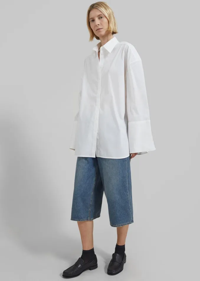 Women The Frankie Shop Tops Rotate Oversized Men039s Shirt Bright White