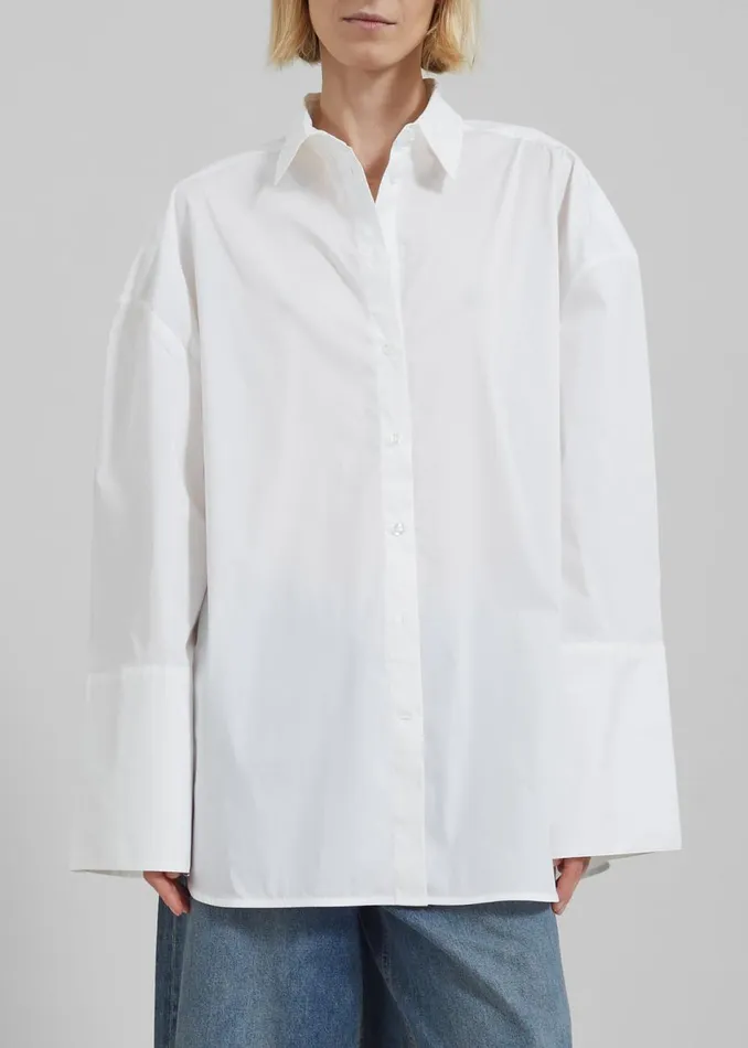 Women The Frankie Shop Tops Rotate Oversized Men039s Shirt Bright White