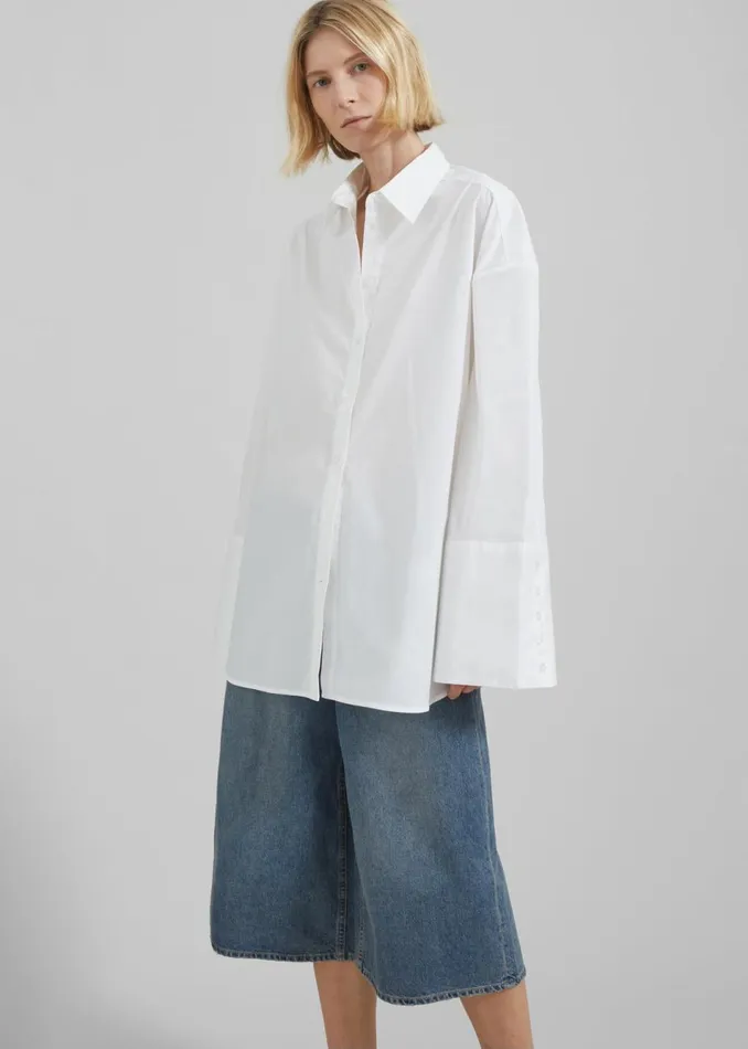 Women The Frankie Shop Tops Rotate Oversized Men039s Shirt Bright White
