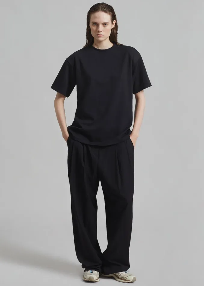 Women The Frankie Shop Tops Rowen Padded Shoulder Tee Black
