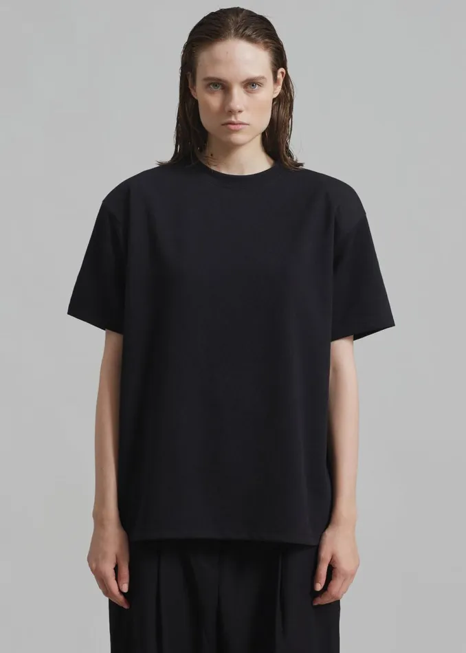Women The Frankie Shop Tops Rowen Padded Shoulder Tee Black