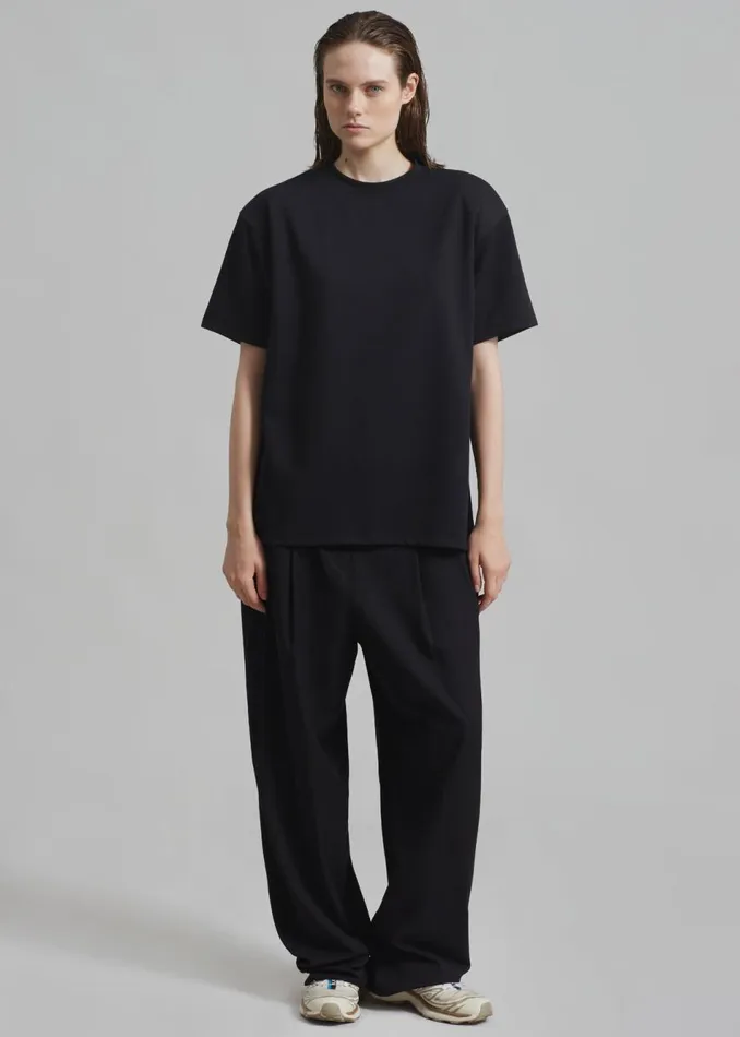 Women The Frankie Shop Tops Rowen Padded Shoulder Tee Black