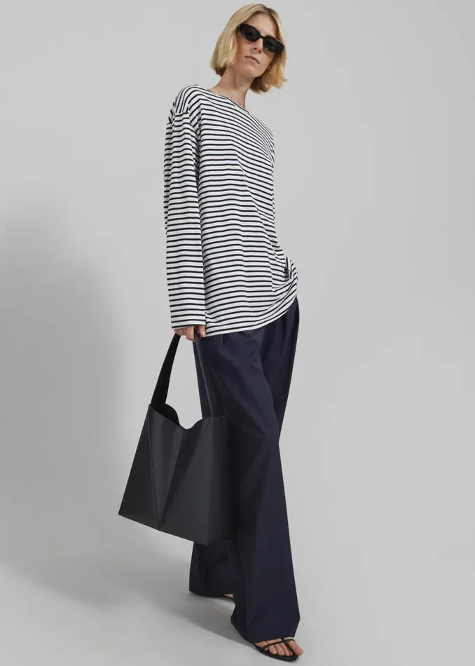 Women The Frankie Shop Tops Salome Long Sleeve Tee Whiteblack Stripe