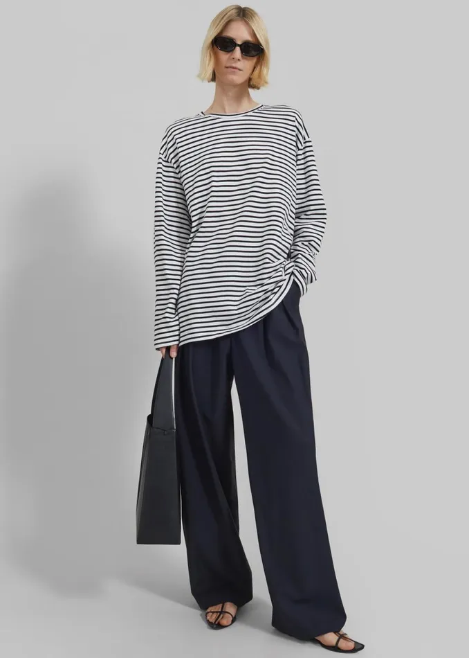 Women The Frankie Shop Tops Salome Long Sleeve Tee Whiteblack Stripe